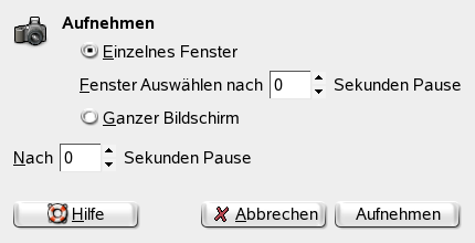 Das Dialogfenster Bildschirmfoto